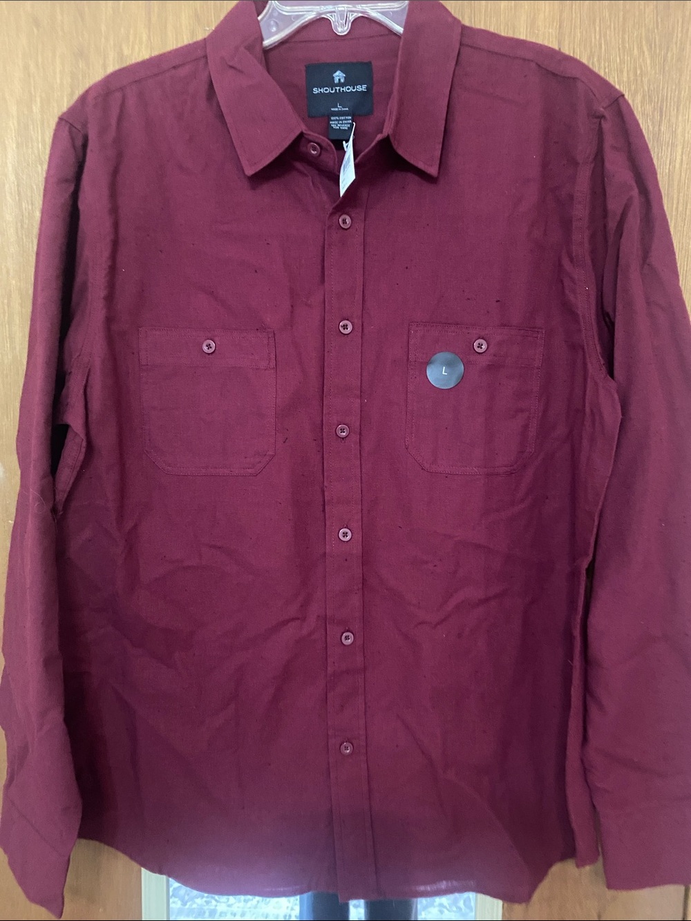 Shouthouse Men's Burgundy Long-Sleeve Button-Down Shirt